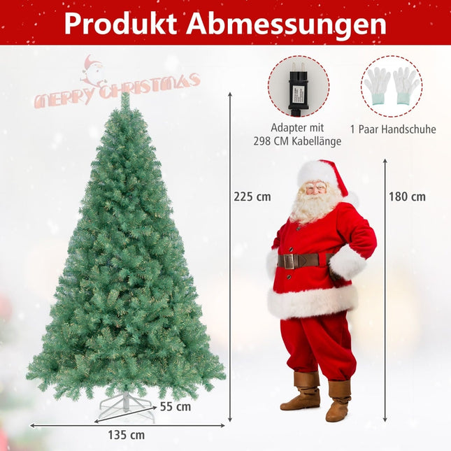225 cm dirbtinė Kalėdų eglutė su LED lemputėmis, žalia