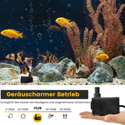 22 W mini aquarium pump with 2.2 m high stroke & 1.83 m power cable & 3 nozzles water pump 900 L/h