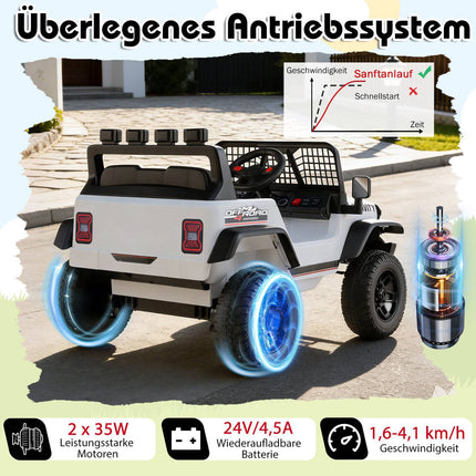 24 V elektrinis vaikiškas automobilis su nuotolinio valdymo pultu, muzika, LED lemputėmis