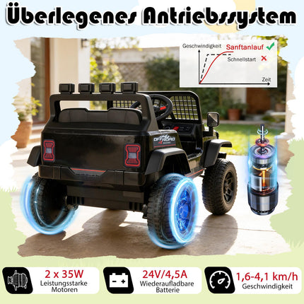 24 V elektrinis vaikiškas automobilis su nuotolinio valdymo pultu, muzika, LED lemputėmis