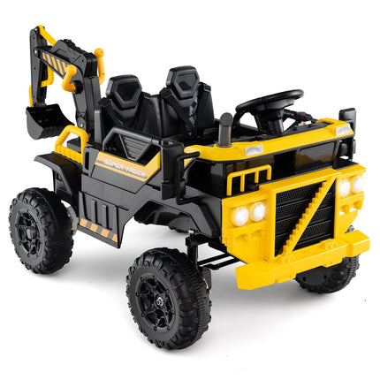 24 V vaikams skirtas ekskavatorius su nuotolinio valdymo pultu, 4WD, geltonas
