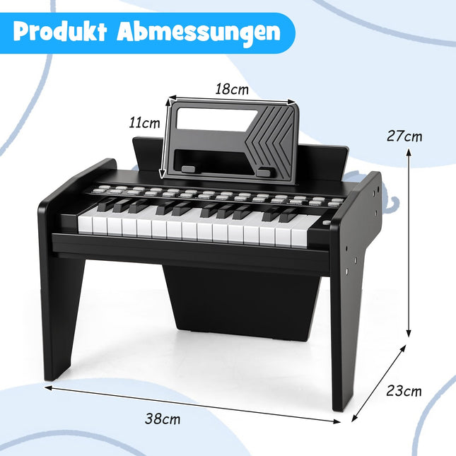 25 klavišų vaikiškas skaitmeninis pianinas - reguliuojamo greičio, juodas
