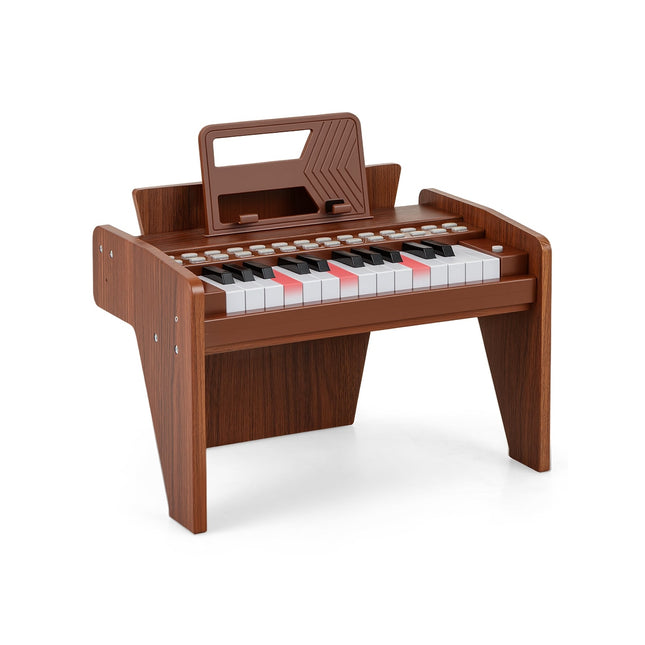 25 klavišų vaikiškas skaitmeninis pianinas - reguliuojamo greičio, rudas