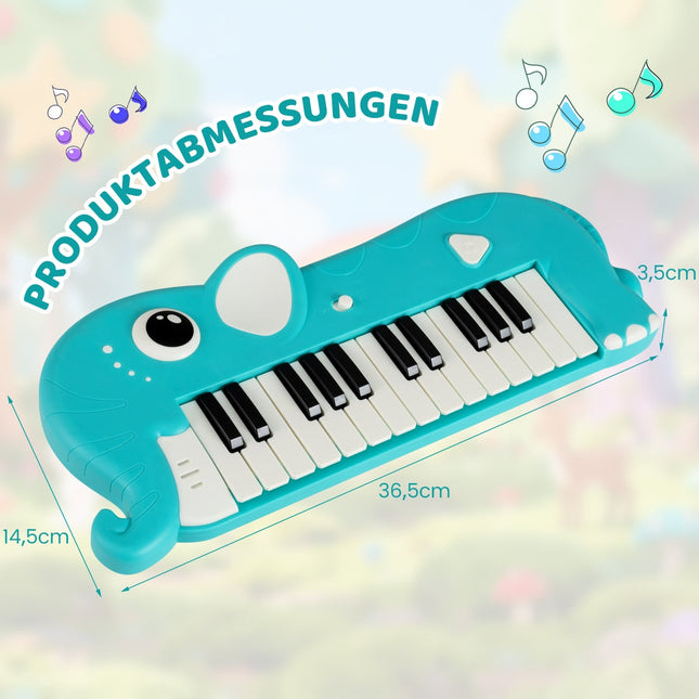 25 klavišų vaikiškas skaitmeninis pianinas su muzika ir apšvietimu, mėlynas