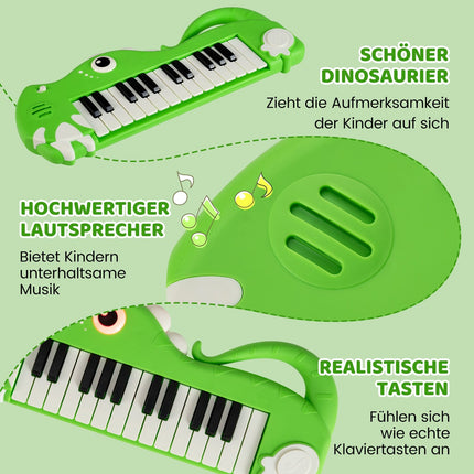 25 klavišų vaikiškas skaitmeninis pianinas su muzika ir apšvietimu, žalias