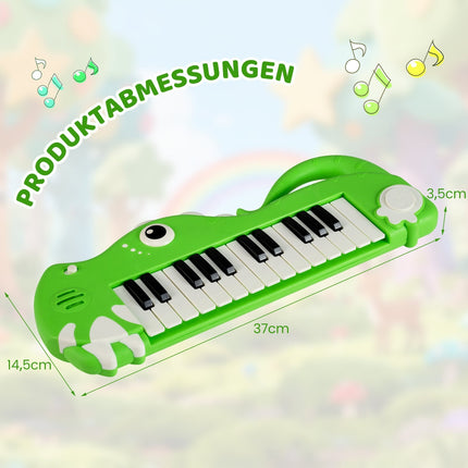 25 klavišų vaikiškas skaitmeninis pianinas su muzika ir apšvietimu, žalias