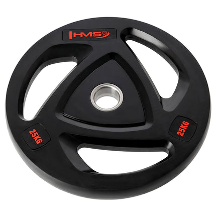 25 kg juodas olimpinis svorio diskas