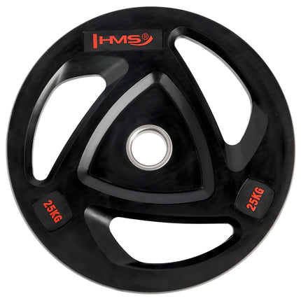 25 kg juodas olimpinis svorio diskas