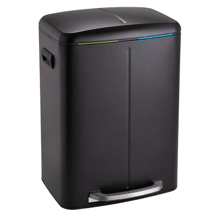 2-Compartment Pedal Bin 2 x 20 L with Soft-Close Lid, Black