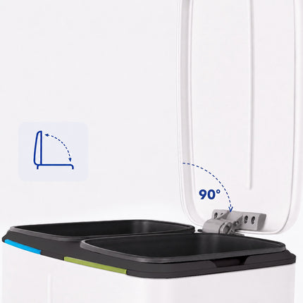 2-Compartment Pedal Bin 2 x 20 L with Soft-Close Lid, White