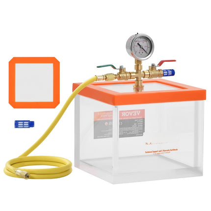 2 Gallon Acrylic Vacuum Degassing Chamber, -29 inHg