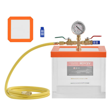 2 Gallon Acrylic Vacuum Degassing Chamber, -29 inHg