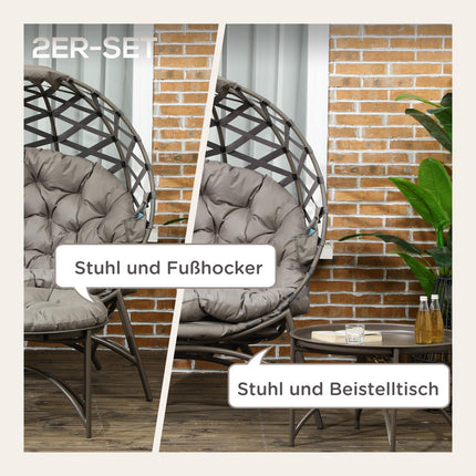 Garden chair set, wicker with folding seat and cushions