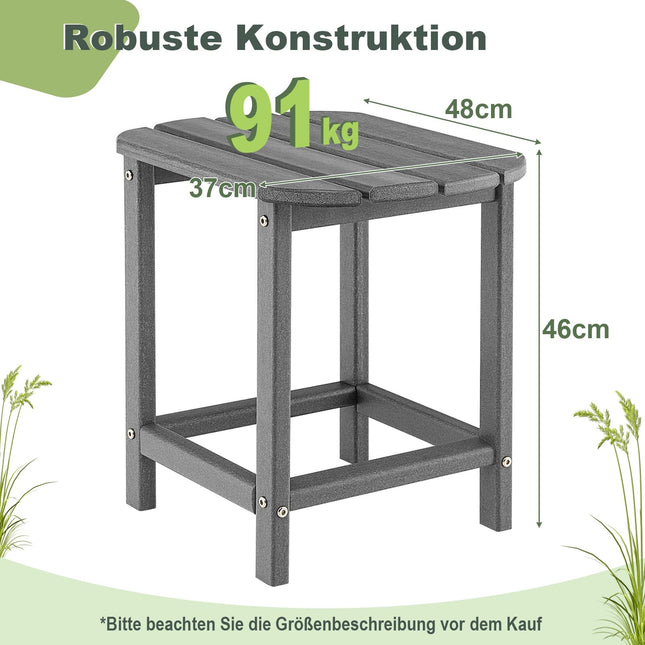 Dviejų dalių HDPE lauko staliukų komplektas, pilkas, atsparus oro sąlygoms