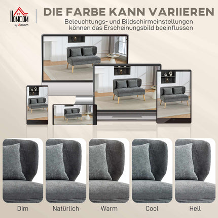 Dvivietė šenilinė sofa su atlošu ir kaučiukmedžio kojelėmis, pilka