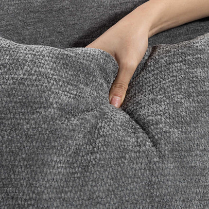 Dvivietė šenilinė sofa su atlošu ir kaučiukmedžio kojelėmis, pilka
