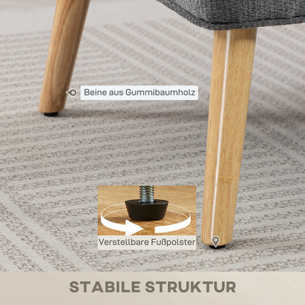 Dvivietė šenilinė sofa su atlošu ir kaučiukmedžio kojelėmis, pilka