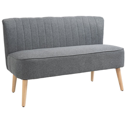 Dvivietė Audinio Sofa, Apmušta Sofa, Sėdima Sofa, Medžio Putplastis, Šviesiai Pilka, 117 X 56,5 X 77 Cm