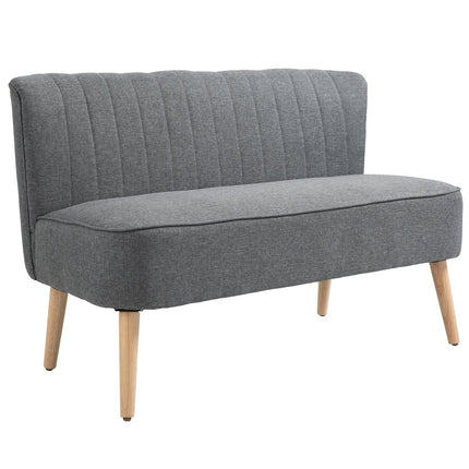 Dvivietė Audinio Sofa, Apmušta Sofa, Sėdima Sofa, Medžio Putplastis, Šviesiai Pilka, 117 X 56,5 X 77 Cm