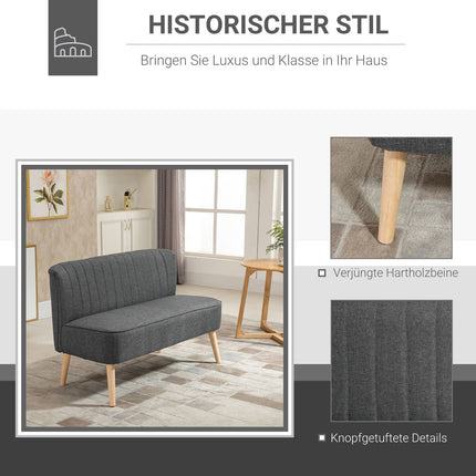 Dvivietė Audinio Sofa, Apmušta Sofa, Sėdima Sofa, Medžio Putplastis, Šviesiai Pilka, 117 X 56,5 X 77 Cm