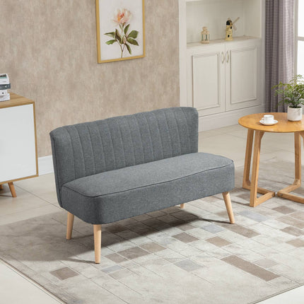 Dvivietė Audinio Sofa, Apmušta Sofa, Sėdima Sofa, Medžio Putplastis, Šviesiai Pilka, 117 X 56,5 X 77 Cm