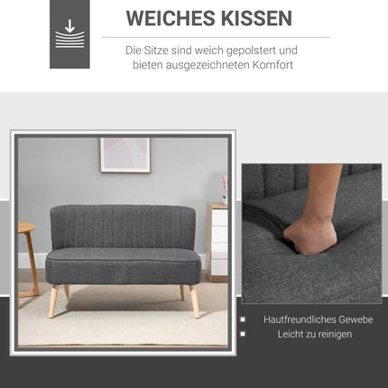 Dvivietė Audinio Sofa, Apmušta Sofa, Sėdima Sofa, Medžio Putplastis, Šviesiai Pilka, 117 X 56,5 X 77 Cm