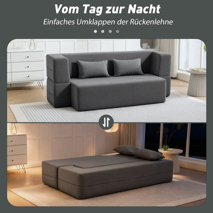 Dvivietė sofa-lova su putplasčio užpildu, plačiais porankiais, 360 kg keliamoji galia, pilka