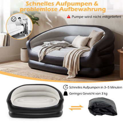 Dvivietė pripučiama sofa su pūkuotais paviršiais ir porankiais
