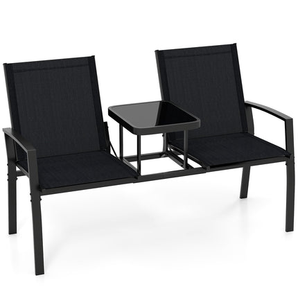 Dvivietė lauko sofa su stalu, kvėpuojantis audinys