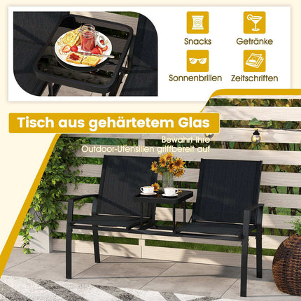 Dvivietė lauko sofa su stalu, kvėpuojantis audinys