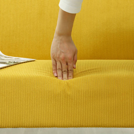 Dvivietė sofa, sofa su velveto imitacija, medinės kojelės, paminkštinta sofa, dvigulė sofa miegamajam, svetainei, 110 x 62 x 85 cm, geltona