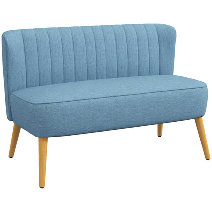Dvivietė sofa, minkštas paminkštinimas, lengvai prižiūrimas užvalkalas, mėlyna