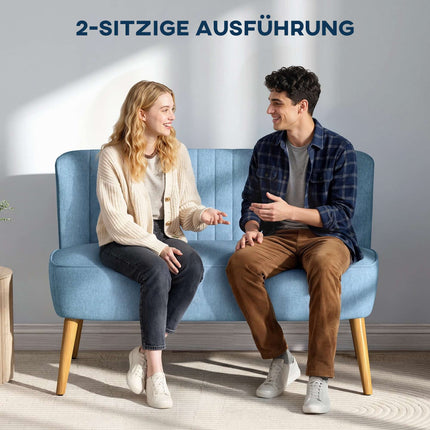 Dvivietė sofa, minkštas paminkštinimas, lengvai prižiūrimas užvalkalas, mėlyna