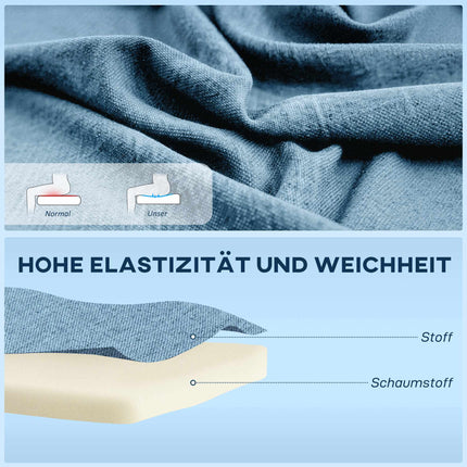 Dvivietė sofa, minkštas paminkštinimas, lengvai prižiūrimas užvalkalas, mėlyna
