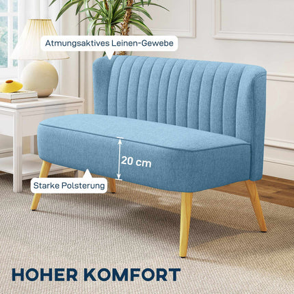 Dvivietė sofa, minkštas paminkštinimas, lengvai prižiūrimas užvalkalas, mėlyna