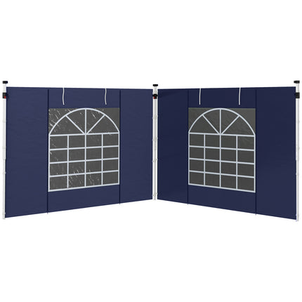 2 šoninės panelės, šoninės sienos 3 x 3/3 x 6 m pavėsinei, šoniniai brezentai su langu, durimis, pakaitinės sienos vakarėlių palapinei, Oksfordo audinys, mėlynos spalvos