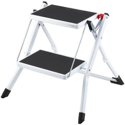 2-Step Folding Steel Step Stool, 150 kg, Wide Anti-Slip