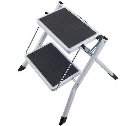 2-Step Folding Steel Step Stool, 150 kg, Wide Anti-Slip