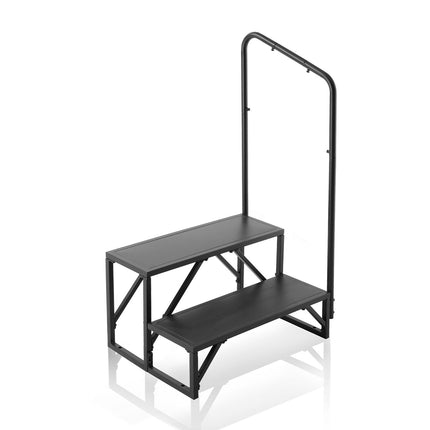 2-Step RV Steps With Handrail, 440 lb, Non-Slip Steel