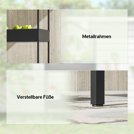 Dviejų aukštų metalinis augalų stovas su kabliu, 150 cm aukščio, juodas
