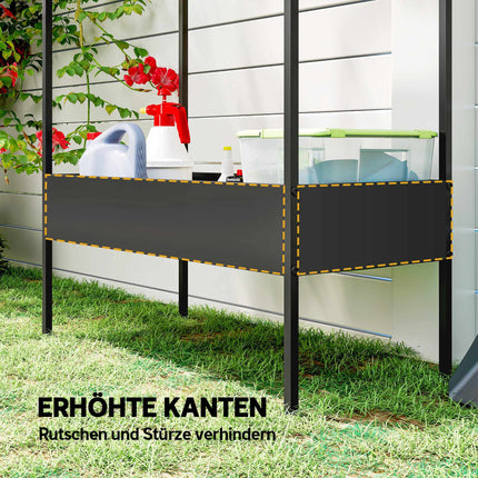 Dviejų aukštų metalinis augalų stovas su kabliu, 150 cm aukščio, juodas
