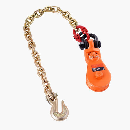 2-Ton Snatch Block Pulley, 3in Sheave, G80 Chain