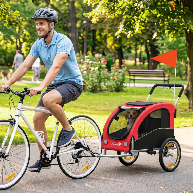 2 viename šunų dviračio priekaba-vežimėlis, sulankstomas, iki 20 kg