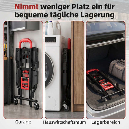 2-in-1 Folding Hand Truck and Platform Cart, Steel, 120 kg Load, Swivel Wheels