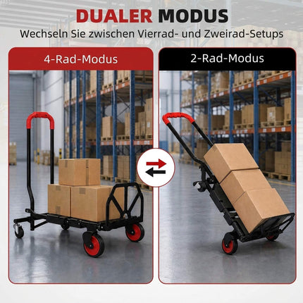 2-in-1 Folding Hand Truck and Platform Cart, Steel, 120 kg Load, Swivel Wheels