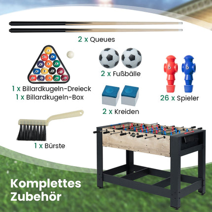 2 viename stalo futbolo ir biliardo stalas - kompaktiškas, stabilus dizainas