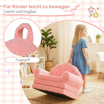 Vaikiška 2 viename sofa-lova, rožinis meškiukas, sulankstoma