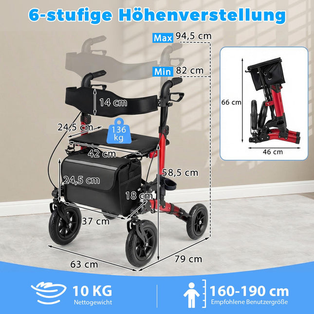 2 viename vaikštynė ir neįgaliojo vežimėlis, sulankstomas, išlaiko 136 kg