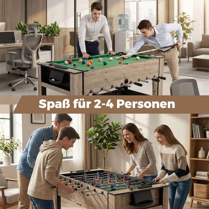 2 viename besisukantis žaidimų stalas - stalo futbolo ir biliardo rinkinys