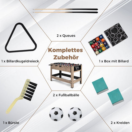 2 viename besisukantis žaidimų stalas - stalo futbolo ir biliardo rinkinys